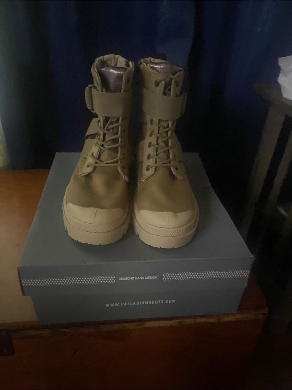 Palladium Women's Tan Lace-Up Ankle Boots with Strap